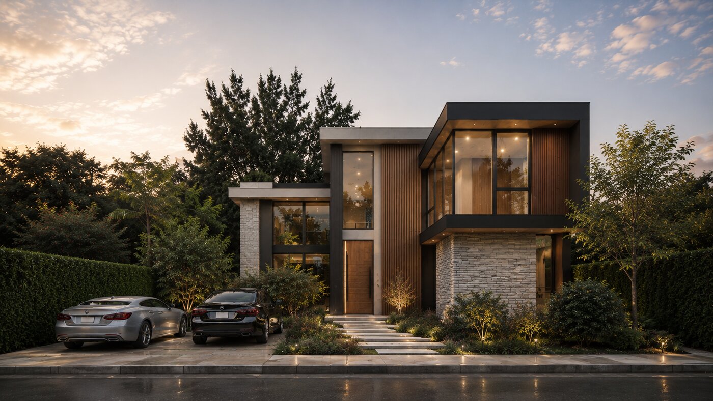 Casa Lúmina, vivienda residencial contemporánea en piedra y madera