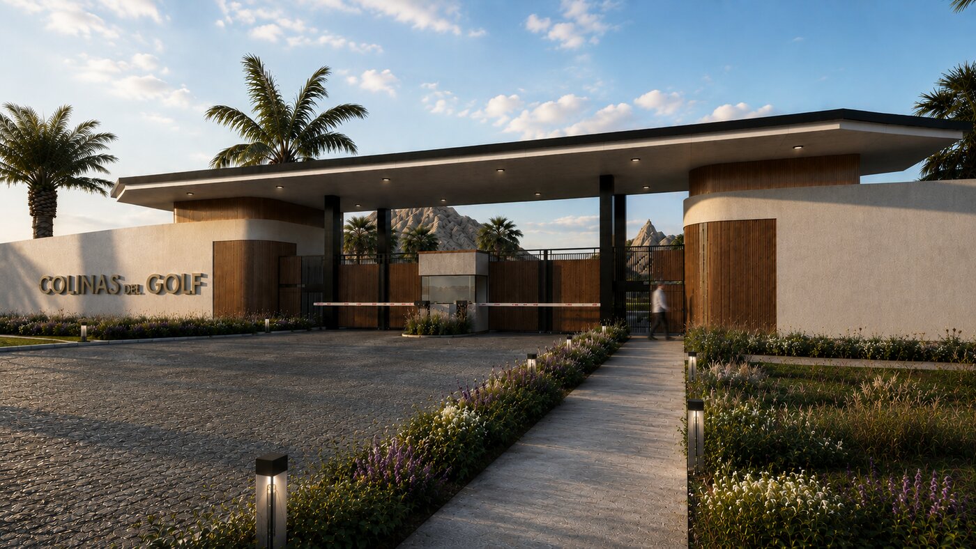 Pórtico de ingreso para el condominio Colinas del Golf